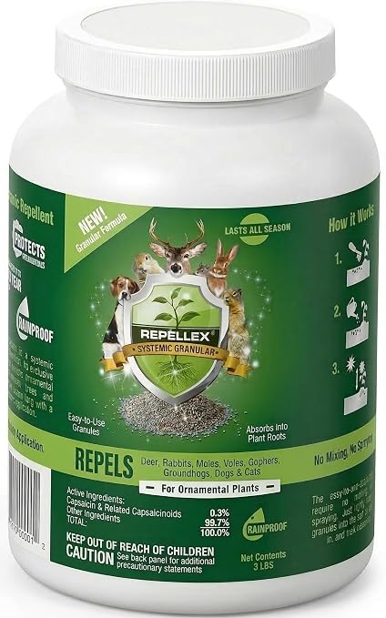 Repels All Animal Repellent Granules 3 lbs – Ready-to-Use Granular Formula – Deer & Rabbit Repellent for Lawn, Yard & Garden – Long Lasting Pest Deterrent