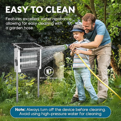 Solar Bug Zapper Outdoor, Waterproof Mosquito Zapper Outdoor Solar Powered, 4500V Electric Bug Zapper Indoor w/Smart Light Sensor, Mosquito Trap Fly Zapper for Patio Kitchen Garage Yard Camping