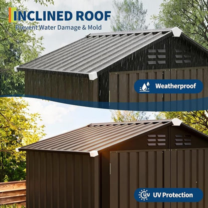 Garvee 6X4 FTOutdoor Storage Shed,130 Cu Ft Outdoor Tool Shed with Sloped Roof - Weather Resistant, Multi-Use Garden Shed for Bikes, Ladders & Seasonal Items