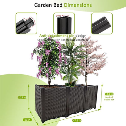 Raised Garden Bed Large Planters for Outdoor Plants Rectangular Elevated Planter Boxes Patio Balcony Deck for Planting Flowers, Vegetables, Tomatoes, and Herbs