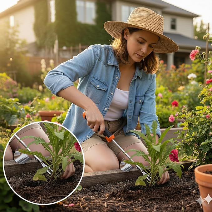 Weed Puller Tool, Portable Rubber-Handled Garden Tools, Four-Tined Weeding Tool, Uprooting Weeding Tools, Crevice Weeder, Yard Weed Tools and Weed Removal Tool (style2)