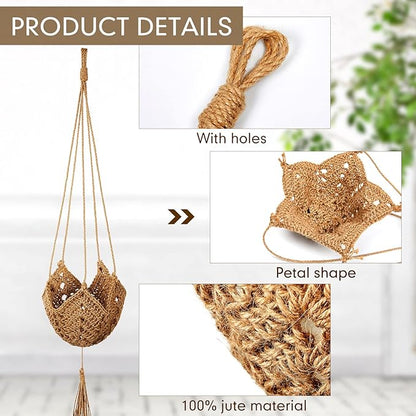 Shappy 2 Pack Boho Macrame Plant Hanger, Large Hanging Planter Plant Holder Pot Hanger Hanging Basket Wall Planters, Plants Lover Gift for Indoor Garden (Classic,Brown)