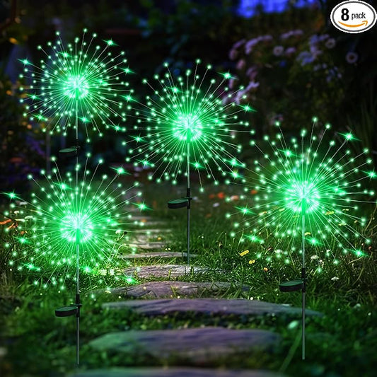 GIGALUMI Garden Outdoor Decor Lights 120LED 4Pack, Solar Garden Lights for Yard Outside Fairy Decorative,Solar Powered for Yard Pathway Flowerbed Planter Balcony Patio Decor（Green）