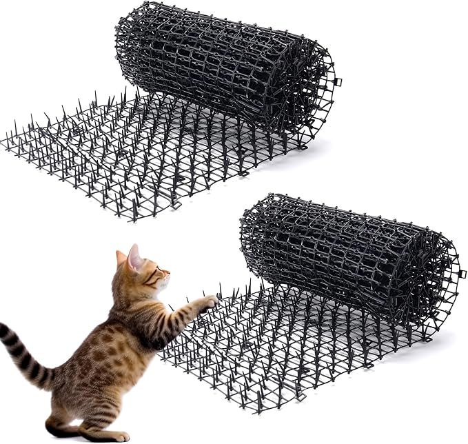 2 Pack 6.5ft Cat Scat Mat with Soft Spikes, 13ft Humane Indoor/Outdoor Cat Deterrent Strips for Garden Borders, Countertops & Furniture, 78" x 11" Each