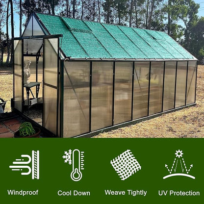 LOVE STORY 6.5x16.5FT 90% Dark Green Garden Shade Cloth, Sun Shade Cover Net Mesh Tarp with Grommets, Sunblock Net for Garden,Greenhouse,Plants and Patio