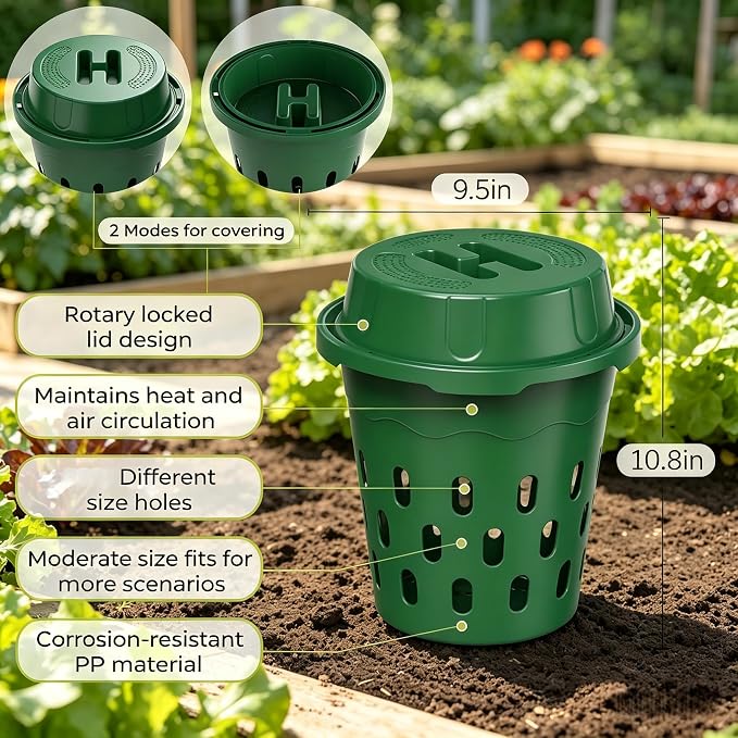 Upgrade Worm Composter 2 Pack 8L, Outdoor Indoor Worm Farm Kit for Garden, Compost Bin for Kitchen Waste, Vermicomposting Bin with Gloves, Rake, Loofah Scrubber – Organic Fertilizer Maker for Plants