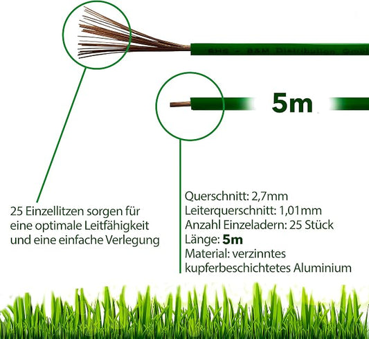 RASENFREUND 5 m Boundary Cable for Robotic lawnmowers, Lawn mowers, Accessory Set, Boundary Wire for Search Cables, Compatible with Gardena/Bosch/Husqvarna/Worx/Honda/Robomow/iMow, Diameter 2.7 mm