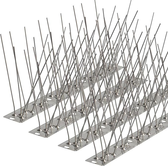 Bird Spikes 3.28FT, 304 Stainless Steel Bird Deterrents Spikes for Outside to Keep Birds Away Birds Scare Devices Outdoor 4Pcs