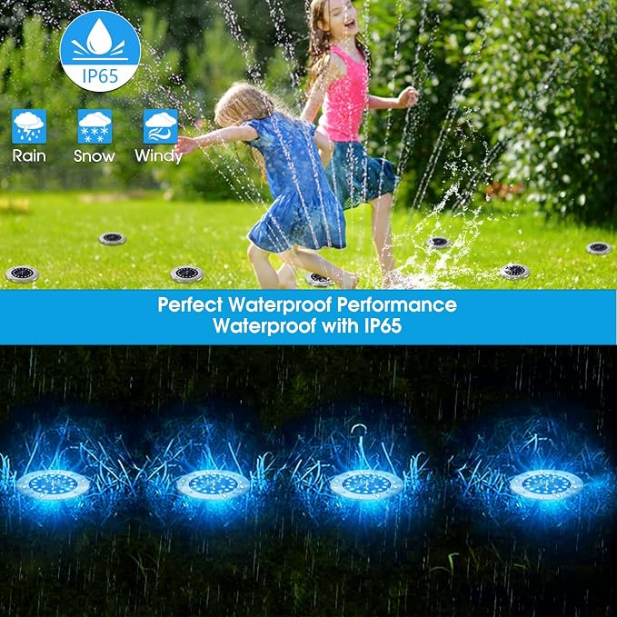 NFESOLAR Blue Solar Ground Lights Outdoor with 16 LEDs Waterproof Outdoor