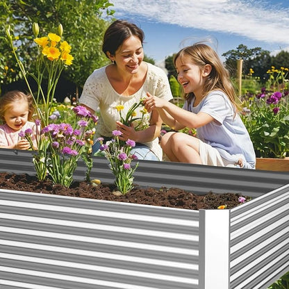 3pcs 8x4ft Galvanized Raised Garden Bed Outdoor,Above Ground Garden Bed for Vegetable,Metal Raised Beds for Flower,Steel Raised Beds for Gardening
