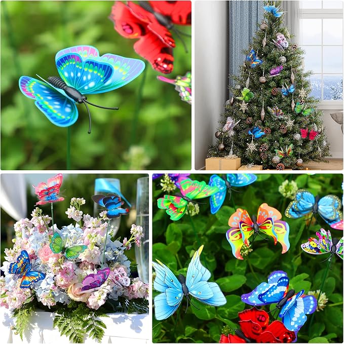 Augshy Butterfly Decorations, 75 Pcs Butterfly Garden Stakes Butterfly Party Decorations Butterfly Stakes for Garden Decor