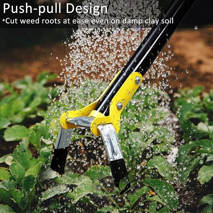 DonSail Hoe Garden Tool - Scuffle Garden Hoes for Weeding Gardening Long Handle Heavy Duty - Adjustable Weeding Loop Stirrup Hoe 30-43 Inch Black