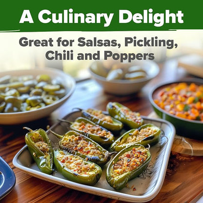 HOME GROWN Jalapeno Pepper Seeds 129+ Heirloom Non-GMO Seeds for Planting, High Germination, Mild to Medium Heat Hot Peppers, Prolific Garden Crop, Perfect for Salsa & Pickling (Capsicum annuum)