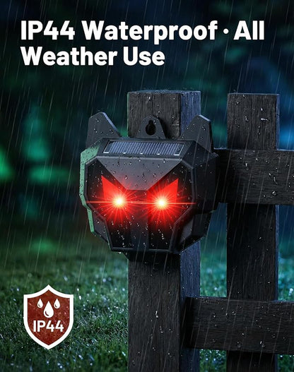 2 Pack Solar Nocturnal Animal Repeller, Humane Coyote Deterrent, Waterproof Racoon Repellent Outdoor for Fox, Deer, Skunk, Predator Lights for Chicken Coop, Farm & Garden
