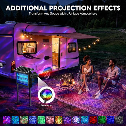 Solar Bug Zapper Outdoor with Projector Lights, Waterproof Mosquito Zapper, 4500V Electric Bug Zapper Indoor with Smart Light Sensor, Mosquito Trap Fly Zapper for Patio Backyard Kitchen RV Camping