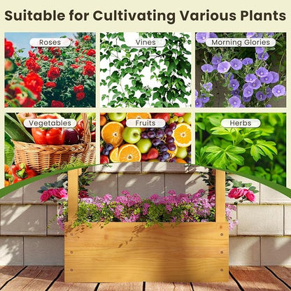S AFSTAR Wooden Raised Garden Bed with Trellis, 60" Elevated Planter Box with Hanging Roof & Open-Ended Base for Climbing Vine Flower Herb Vegetable, Outdoor Plant Container for Patio & Yard