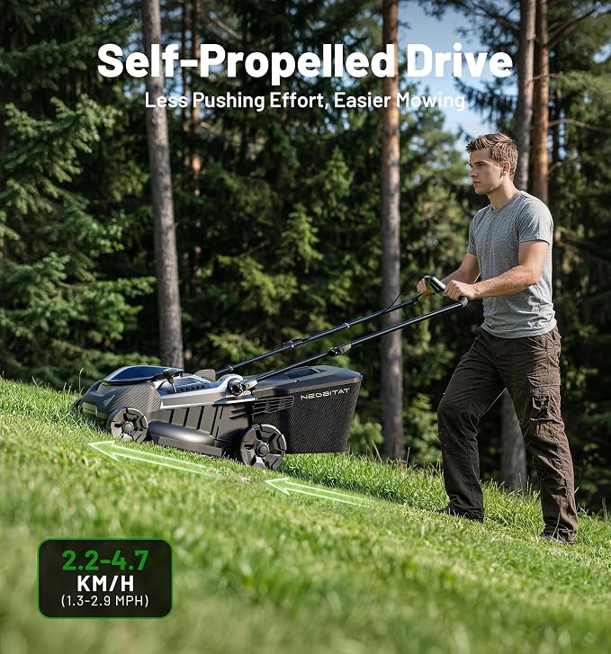 40V 18'' Self-Propelled Lawn Mower, 2-in-1 Mulching/Bagging Brushless Cordless Electric Lawn Mower with 6-Position Height Adjustment, Include 5.0Ah Battery x 2 and Rapid Charger