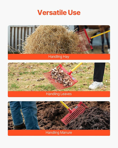VEVOR 6PCS Manure Fork Replacement Head, 18 Angled Tines Horse Manure Fork Head, Durable Plastic Pitchfork Heads, Horse Mulch Rake for Picking up Stable Stall Muck Grass Hay Cleaning Farm Work