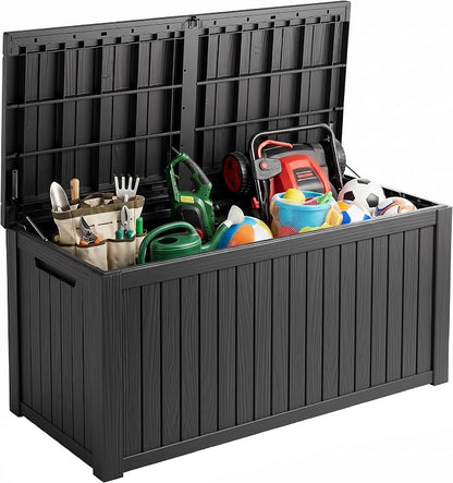 Outdoor Storage Box, 200 Gallon Waterproof Deck Box [Upgraded 3.0], Premium Hydraulic Cushion Storage Chest, High-Load Lockable Two-Seater Patio Storage Bench, Large Country Estate, Black