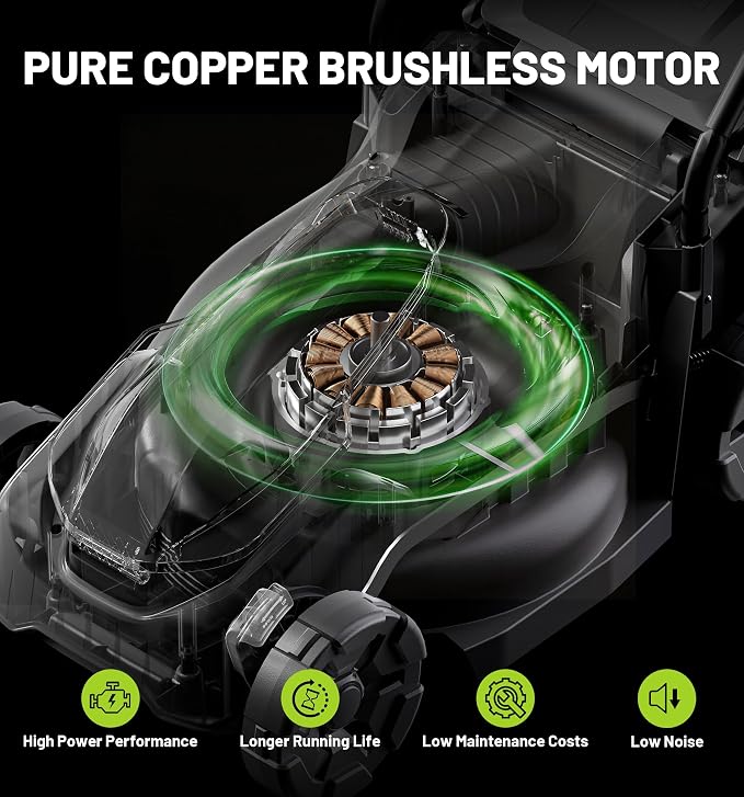 20V 14" Electric Lawn Mower, Cordless Lawn Mower with 8.0Ah Battery, Brushless Push Mower with 5-Position Height, 2-in-1 Mulching & Bagging, Lightweight Mower for Small Yards