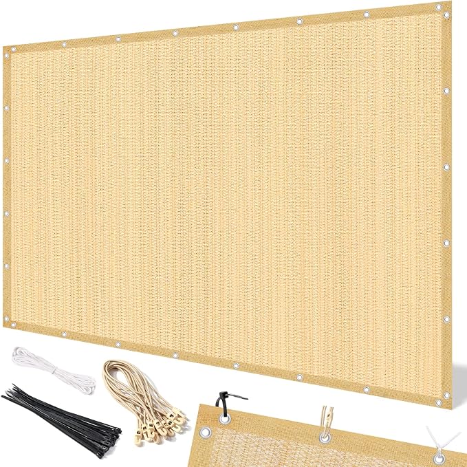 Artpuch 90% Sun Shade Cloth, 8 x 10 FT Pergola Shade Cover Canopy with Grommets, Sun Screen Fabric Tarp for Patio, Outdoor, Garden, Backyard, Wheat