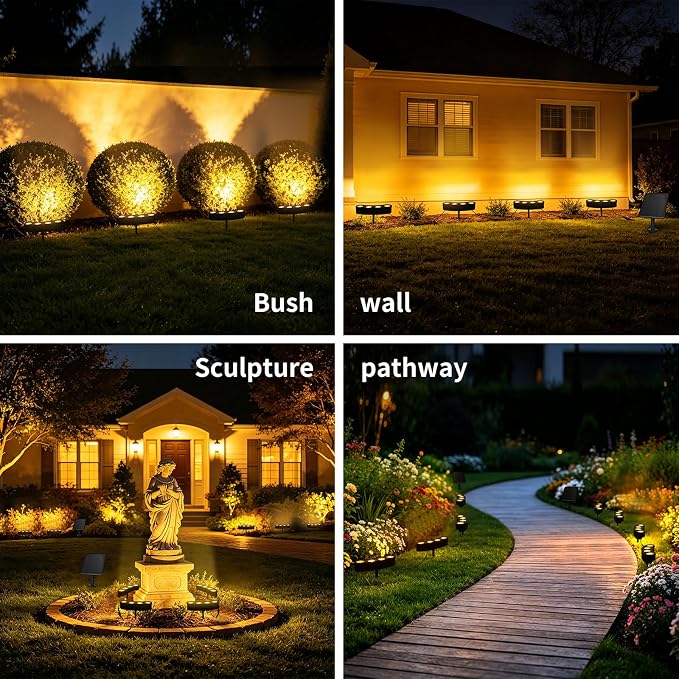 Sublume Solar Tree Lights Outdoor, Upgraded Landscape Lighting with 4000mAh Battery, Warm White LED Ring Palm Tree Lights, 3-in-1 (Stake/Tie/Hang), IP65 Waterproof Spotlights for Flag Pole, Garden