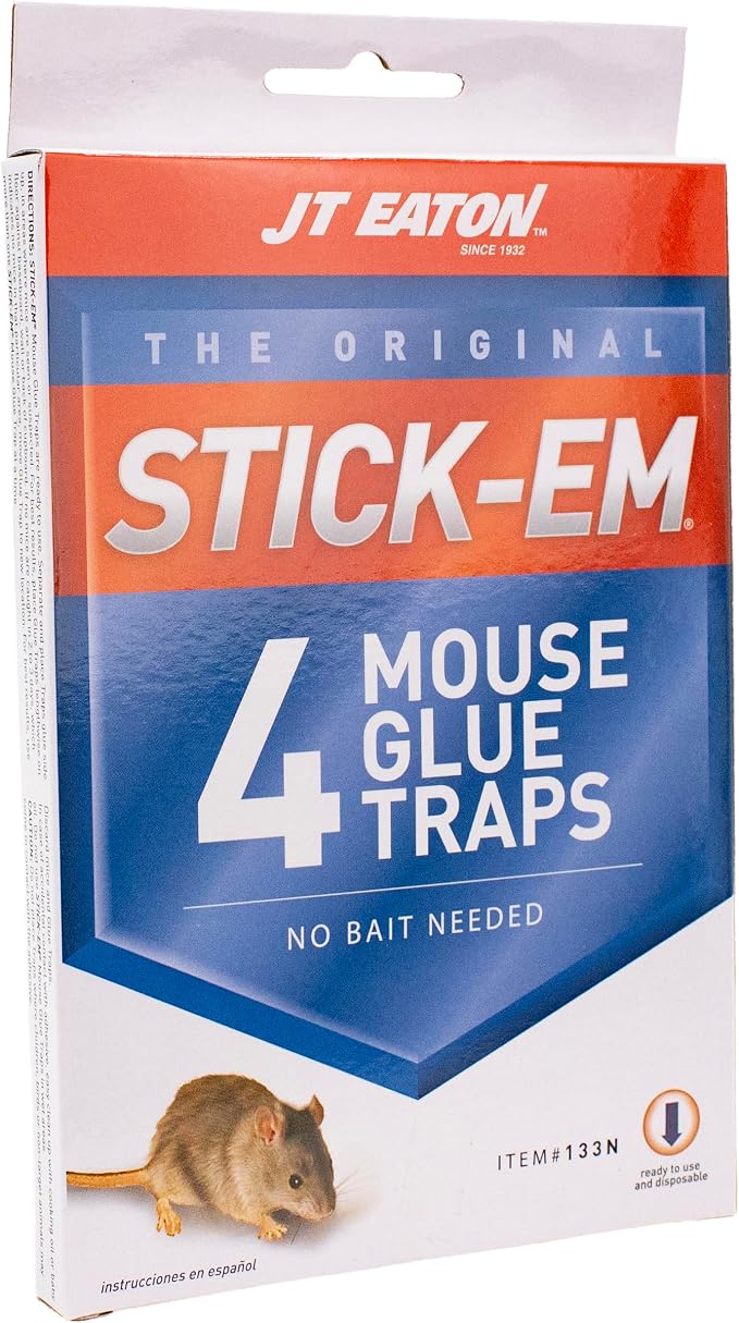 Stick-Em Mouse Glue Trap – Effective Mouse Control Adhesive Board – Non-Toxic, Ready-to-Use Pest Trap – Compact Size for Indoor Use | Compact Adhesive Board; Non-Toxic; Ready to Use; Catches Mice along Walls and Floors Indoors
