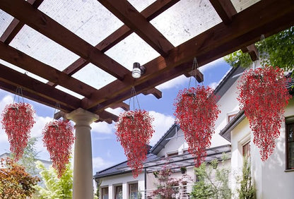 RECUTMS 4 Pcs Faux Hanging Vines Ferns Artificial Hanging Plants Fake Ivy Wall Plants Decoration for Summer Indoor Outdoor Patio Garden Wedding Graduation Balcony Christmas Party Home(Red)