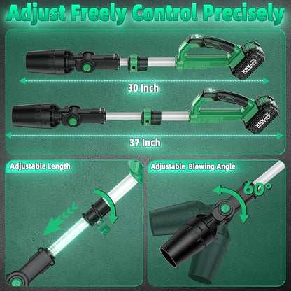 KIMO Cordless Leaf Blower, 310000RPM Brushless Motor, 37 Inch Adjustable Pole, 650CFM 280MPH, No 20V Battery-Bare Tools