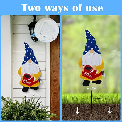 Garden Gnome Decorative Stake, Metal Watering Elf Silhouette Art | Outdoor Iron Watering Can Yard Silhouette, Waterproof Weather Resistant Elf Lawn Ornament for Patio Porch Wall Art