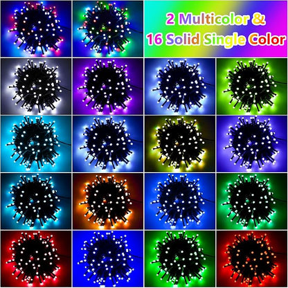 Solar String Lights Outdoor Waterproof 40Ft, 18 Colors Changing 100 LED Christmas Lights Solar Powered & USB with Remote, RGB Fairy Lighting for Outside Tree Fence Party Indoor Halloween Decor