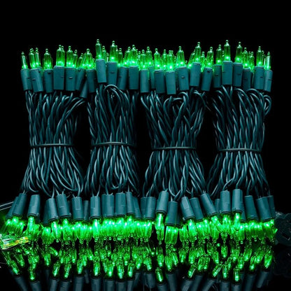 YULETIME 200 Green LED Christmas Lights, 66 ft Green Wire UL String Light | Stay Lit, End-to-End Connectable, UL Certified, Commercial Grade, 1-Strand 200 Lights, 4" Spacing