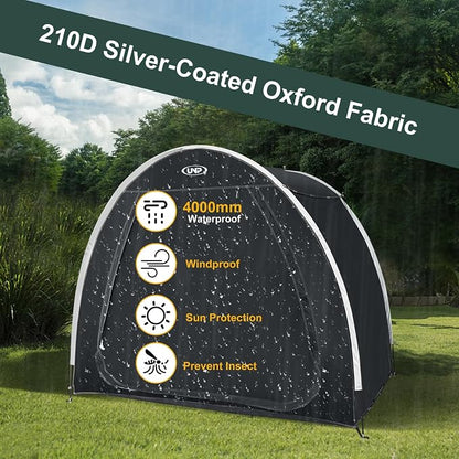 UNP Bike Storage Shed Tent, Portable Outdoor Bike Storage Tent with 210D Oxford Thick PU4000 Waterproof for 1/2/3/4 Bikes, Bike Covers Storage Shed for Bicycles, Lawn Mower, Garden Tools