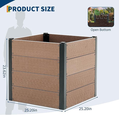 Garden Raised Bed, 25 * 25 * 24in Deep Root Planter Box for Patio, Outdoor Herb, Vegetable, and Flower Gardening - Durable Wooden Style Planter Box for Easy Mobility and Clearance