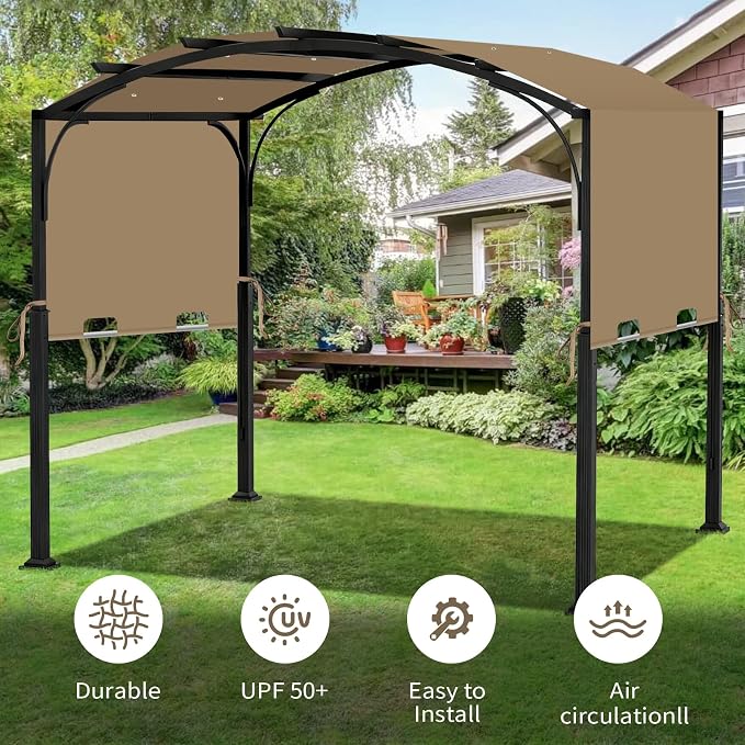 85"x 208" Universal Pergola Shade Cover, Garden Shade Replacement for 17x7.4 Ft Outdoor Pergola Structure, Patio Gazebo Canopy, Porch, Balcony Waterproof Top (Cover Only, Khaki)