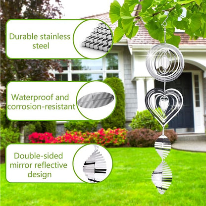 3 Sets Bird Frighten Devices for Outside, 3D Reflective Stainless Steel Wind Spinners Discs Bird Reflectors to Keep Woodpeckers, Pigeons Away from Window House Patio Yard Orchards