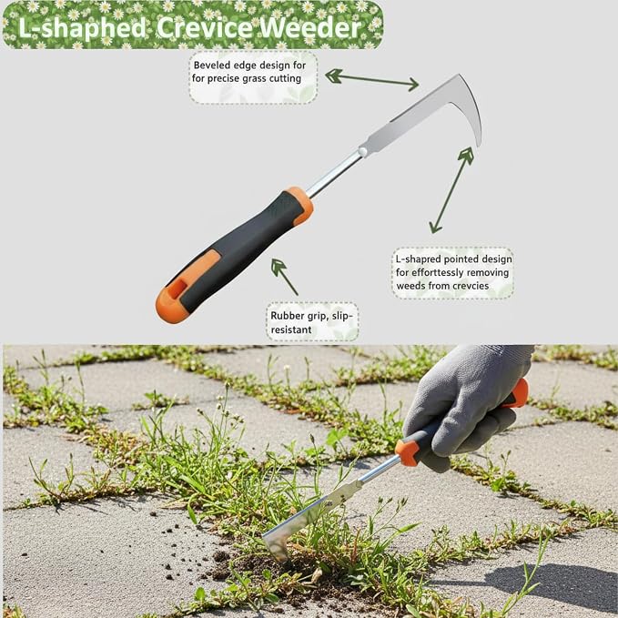 Weed Puller Tool, Portable Rubber-Handled Garden Tools, Four-Tined Weeding Tool, Uprooting Weeding Tools, Crevice Weeder, Yard Weed Tools and Weed Removal Tool (style3)