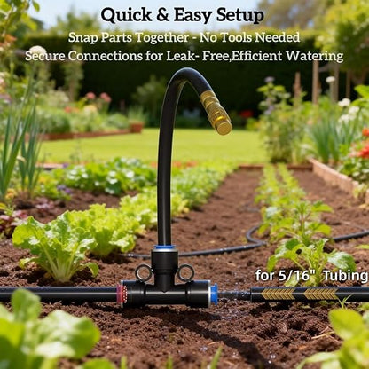 200 Ft Drip Irrigation System for Garden - Drip Irrigation Kit with 40 360°Adjustable Copper Nozzles Hose, Automatic Atomizing Plant Watering Sprinkler System for Yard, Lawn, Greenhouse, Potted