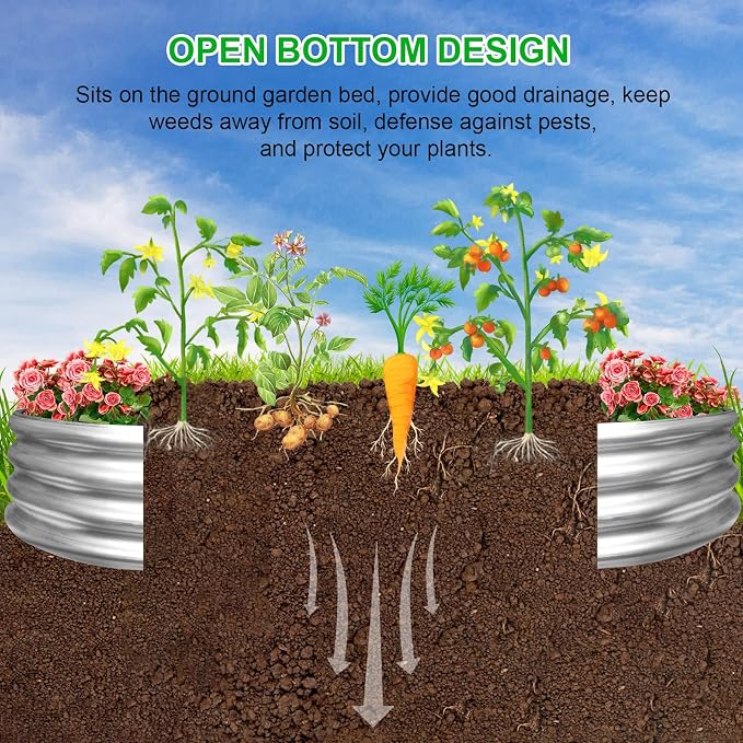 2Pack Raised Garden Bed 8×4×1FT,Galvanized Planter Box Oval Large Matel Steel Backyard Beds Outdoor for Vegetables,Flowers,Herbs,Plant