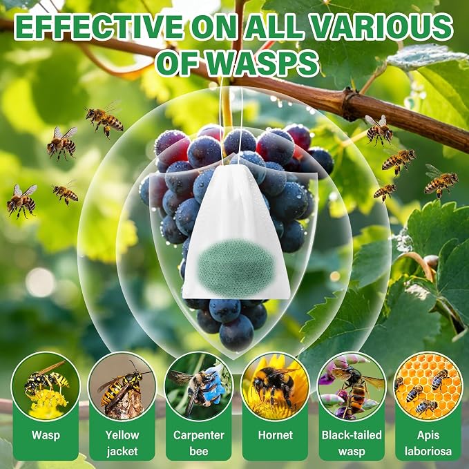 12 Pack Wasp and Bee Repellent, Natural Peppermint Oil Carpenter Bee Repellent for Yellow Jackets, Hornets, Mud Wasps Deterrent for Indoor Outdoor Patio Garden Porch, Pet and Human Safe, Dark Green