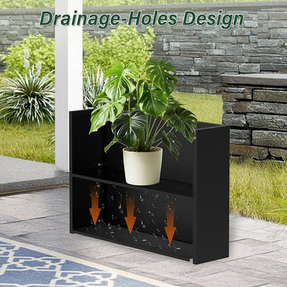 Metal Tall Planter 38" L x 10" W x 26" H | Long Rectangular Planter Box, Drainage Holes & Removable Shelf, Heavy Duty Steel Planter for Tall Plants, Flowers or Shrubs