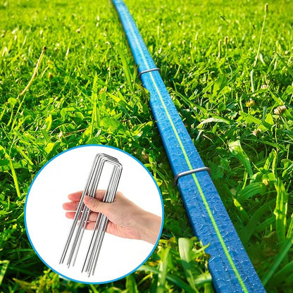 Winisok Upgrade Flat Sprinkler Soaker Hose for Garden, Heavy Duty 3-Tube Lawn Irrigation Hose with Landscape Stakes, No-Kink Flexible Watering Hose for Yard, Plants (15FT x 2Packs)