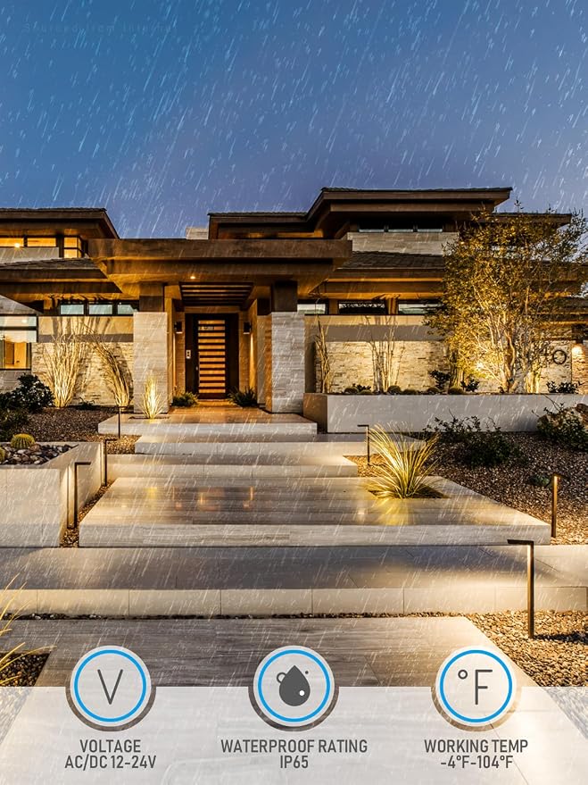 LEONLITE 5CCT LED Low Voltage Landscape Pathway Light, 5W Anti-Glare Path Lights, Aluminum IP65 Outdoor Sidewalk Lights Wired, ETL, 16 Inch, 1800K/2700K/3000K/4000K/5000K, Oil Rubbed Bronze, Pack of 6