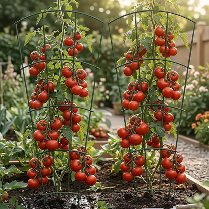 Thealyn 4 Pack 56" Metal Plant Trellis for Pots & Garden Beds, Rustproof Support for Indoor Outdoor Climbing Plants, Vines, Flowers, Fan Shaped, Green