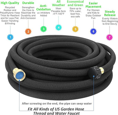 STYDDI Soaker Hose, 1/2" x 50 FT Round Rubber Garden Soaker Hose, Heavy Duty Water Seeper Soaker Hoses for Foundation Watering, Garden Beds, Garden, Lawn and Plants