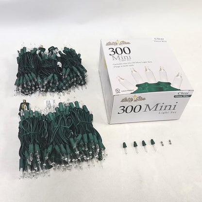 Brite Star 300 Count Mini String to String Lights, Green Wire, Clear