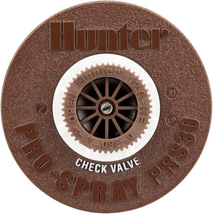 Hunter PRS30 4 in. Pop-Up Sprinkler Head Body, 30 PSI, Check Valve | 30 PSI pressure-regulated 4 in. lawn sprinkler body with check valve, 1/2 in. inlet, brown cap; nozzle sold separately