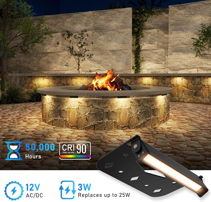 Teekuv 10 Pack 4 Inch Retaining Wall Lights, 3W LED Hardscape Lighting IP65 Waterproof Paver Lights, 12V AC/DC Low Voltage Outdoor Soft White 2700K Landscape Lighting for Patio Pathway Wall Stairs