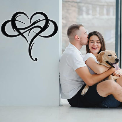 Vivegate Infinity Heart Metal Wall Plaque, Unique Infinity Heart Wall Decor Love Sign Steel Art Geometric Wall Decor Set Cut Out for Outside (Medium - 13"X11.5")