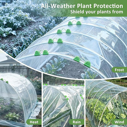Greenhouse Hoops for Raised Beds, 36pcs Rust-Free Fiberglass | Garden Hoops Grow Tunnel Wide, 8FT Heavy Duty Plant Support Hoops with Flush Connectors & 24pcs Clips for Netting Row Cover